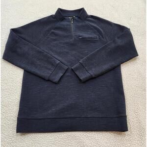 Marc Anthony Men's 1/4 Zip Pullover Sweater Slim Fit Navy Blue Size Large